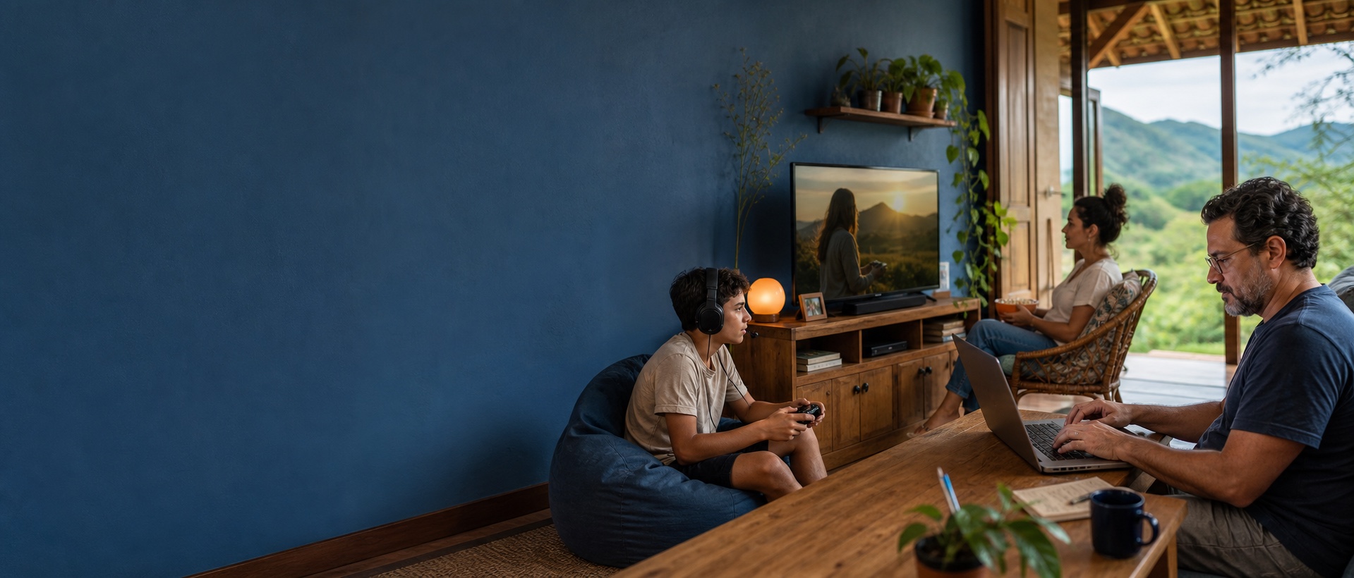 Casa conectada pela infraestrutura de fibra