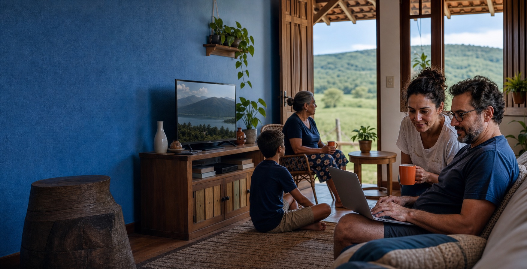 Família conectada em casa