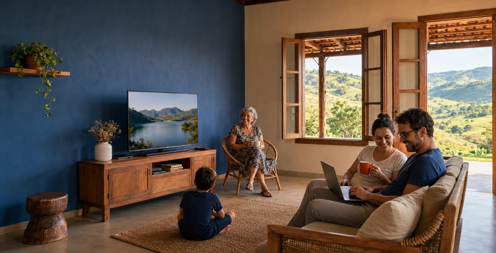 Família conectada em casa