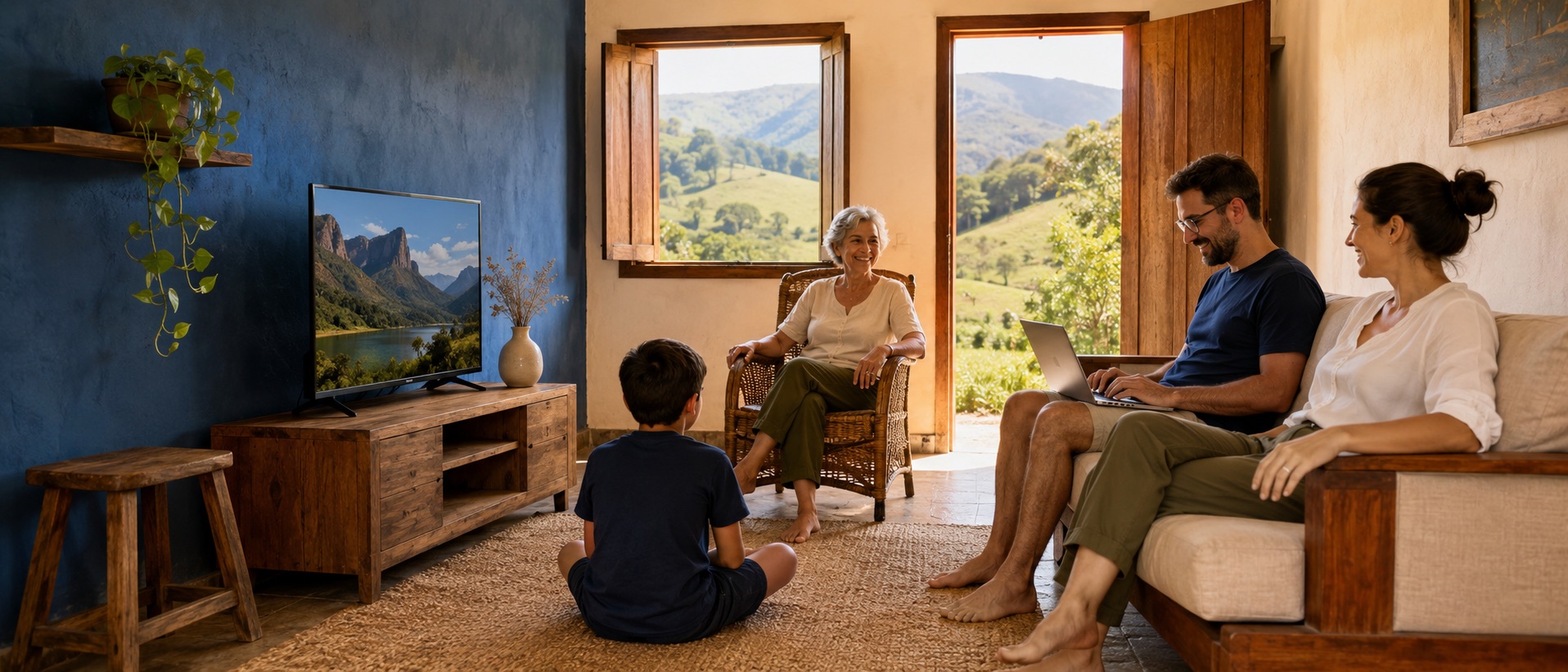 Família conectada em casa